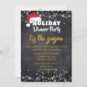 Chalkboard Gold Holiday Dinner Party Einladung (Vorderseite)