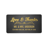 Chalkboard Gold Script Wedding Vielen Dank Adressaufkleber (Vorne)