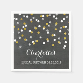 Chalkboard Gold Silver Confetti Brautparty Serviette