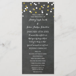 Chalkboard Gold Silver Confetti Wedding Programm
