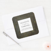 Chalkboard Gold Silver Star Hochzeit Rücksendeadre Quadratischer Aufkleber (Umschlag)