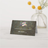 Chalkboard Gold Silver Stars Constellation Wedding Platzkarte (Vorderseite)