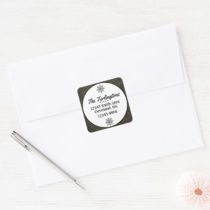 Chalkboard Gold Silver Stars Rücksendeadresse Quadratischer Aufkleber