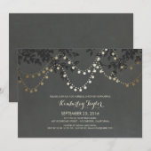 Chalkboard Gold String Lights Brautparty Einladung (Vorne/Hinten)
