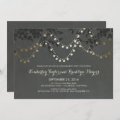 Chalkboard Gold String Lights Engagement Party Einladung (Vorne/Hinten)