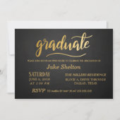 Chalkboard Gold Typografy Open House Abschluss Einladung (Vorderseite)