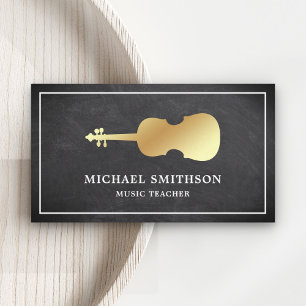 Chalkboard Gold Violin Music Teacher Violinist Visitenkarte