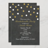 Chalkboard Gold & White Confetti Celebration Party Einladung (Vorne/Hinten)