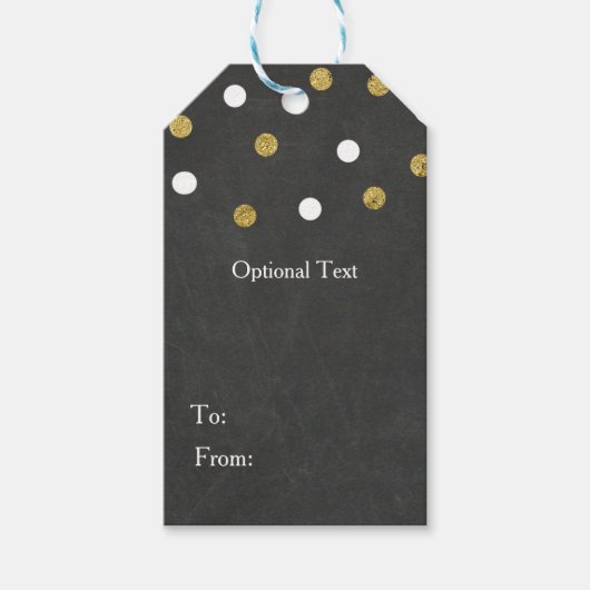 Chalkboard Gold & White Confetti Celebration Party Geschenkanhänger (Vorderseite)