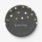 Chalkboard Gold & White Confetti Celebration Party Pappteller (Vorderseite)