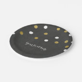 Chalkboard Gold & White Confetti Celebration Party Pappteller (Schrägansicht)