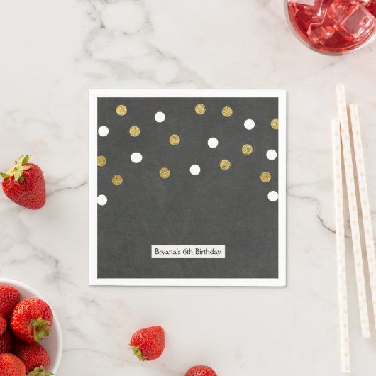 Chalkboard Gold & White Confetti Celebration Party Serviette (Beispiel)