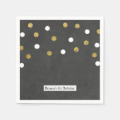 Chalkboard Gold & White Confetti Celebration Party Serviette (Vorderseite)