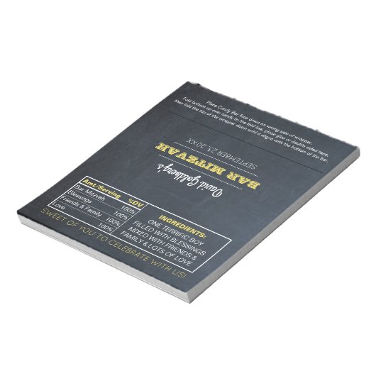 Chalkboard Golden Bar Mitzvah Candy Wrappers Notizblock (Rotiert)