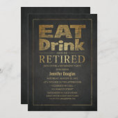 Chalkboard Golden Effect Funny Retirement Party Einladung (Vorne/Hinten)