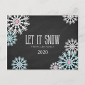 Chalkboard Gorgee Schneeflocken Lass es schneien Postkarte (Vorderseite)
