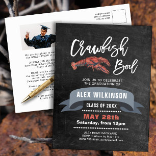 Chalkboard GRAD Foto Crawfish Boil Einladung Postkarte