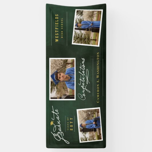 Chalkboard Graduate Script 3 Foto Grad Party Banner (Vertikal)