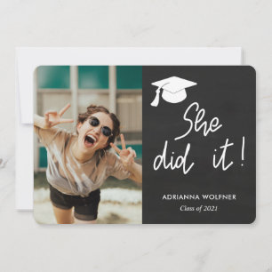 Chalkboard Graduate Sie tat es Foto Einladung
