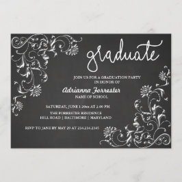 Chalkboard Graduate Typografy Damask Muster Einladung