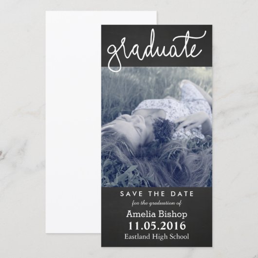 Chalkboard Graduate Typografy Save the Date (Vorne/Hinten)