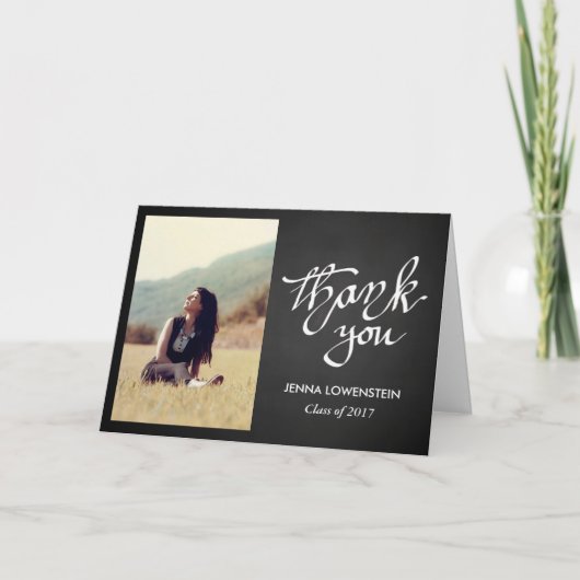 Chalkboard Graduate Vielen Dank Handgeschriebenes  Dankeskarte (Vorderseite)