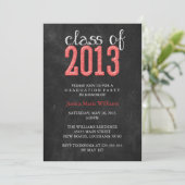 Chalkboard Graduation Party | Glitzer Einladung (Stehend Vorderseite)
