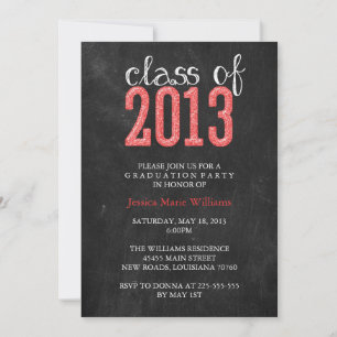 Chalkboard Graduation Party Glitzer Einladung