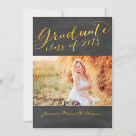 Chalkboard Graduation Party | Goldfolie Einladung