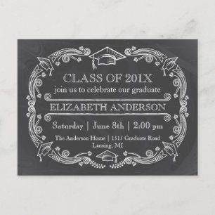 Chalkboard Graduation Party Postkarte