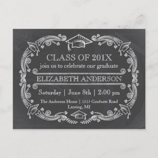 Chalkboard Graduation Party Postkarte