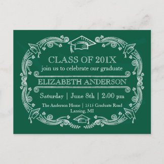 Chalkboard Graduation Party Postkarte