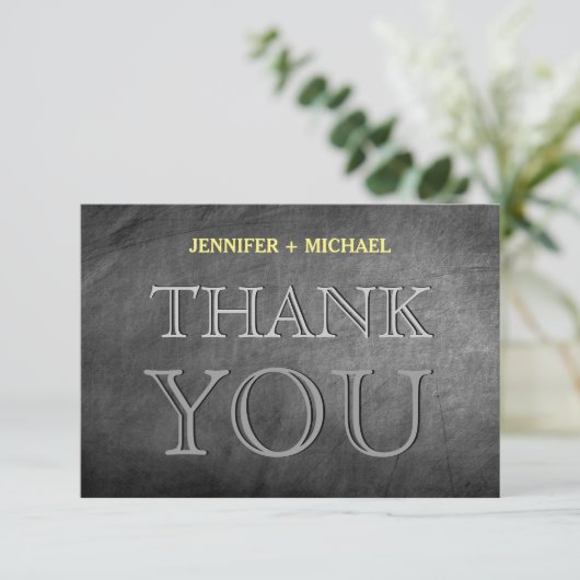 Chalkboard Gray Charming Danke Grußkarte (Stehend Vorderseite)
