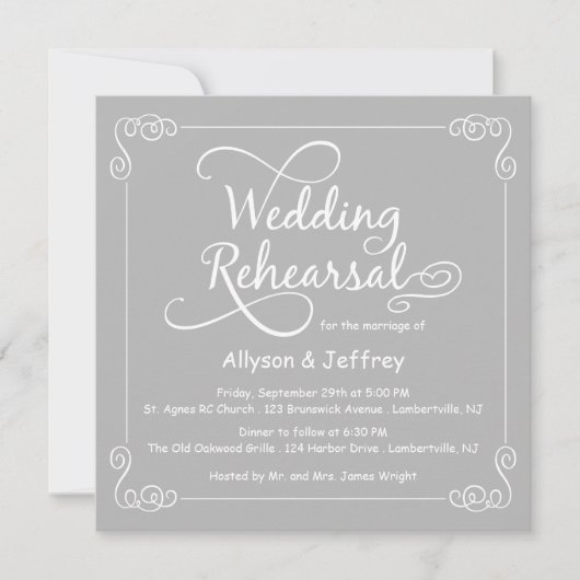 Chalkboard Gray Wedding Probe Einladung (Vorderseite)