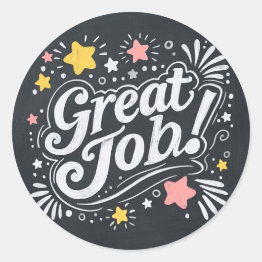 Chalkboard Great Job Stickers with Stars and Swirl (Vorderseite)