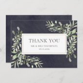 Chalkboard Greenerenery Blätter Vielen Dank Dankeskarte (Vorne/Hinten)