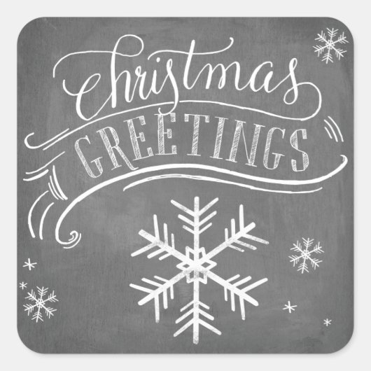 Chalkboard Greetings Collection Quadratischer Aufkleber (Vorderseite)