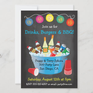 Chalkboard GRILLEN Party Drinks Einladungen