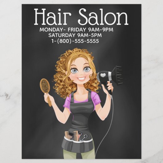 Chalkboard Hair Salon Werbeaktion Flyer (Vorne)