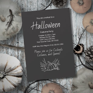 Chalkboard Halloween Kostüm Party Fall Pumpkin Einladung