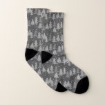 Chalkboard Handdrawn Christmas Trees Snowing Socken<br><div class="desc">Keep your feet warm with these festive Christmas holiday socks. Great to wear around the house on Christmas Day or to open gifts on Christmas Eve.</div>