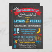 Chalkboard Hanukkah Latkes & Vodkas Einladungen (Vorne/Hinten)