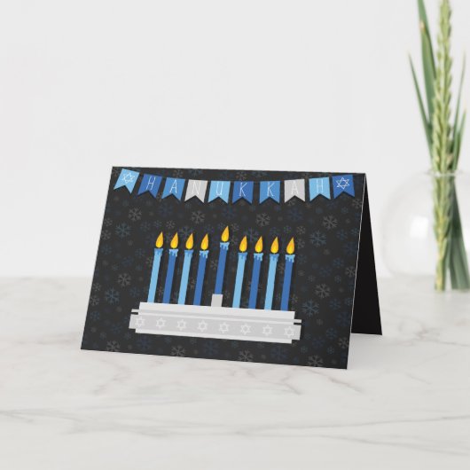 Chalkboard Hanukkah Snowflakes Feiertagskarte (Vorderseite)