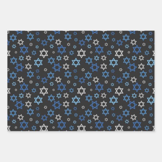 Chalkboard Hanukkah Snowflakes & Stars Geschenkpapier Set (Vorderseite 3)