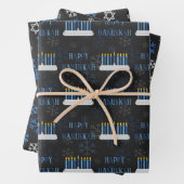 Chalkboard Hanukkah Snowflakes & Stars Geschenkpapier Set (Beispiel)