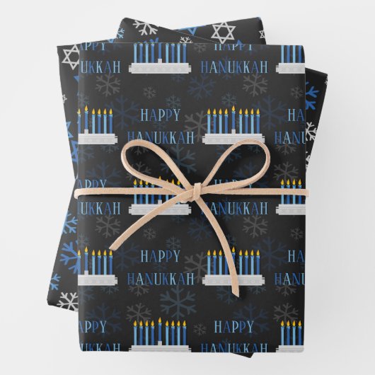 Chalkboard Hanukkah Snowflakes & Stars Geschenkpapier Set (Beispiel)