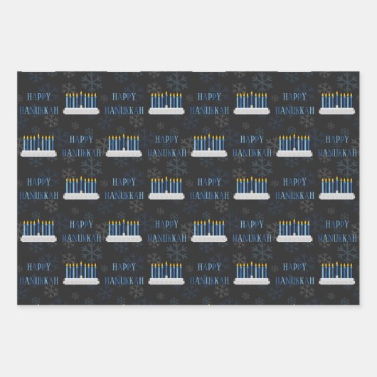 Chalkboard Hanukkah Snowflakes & Stars Geschenkpapier Set (Vorderseite)