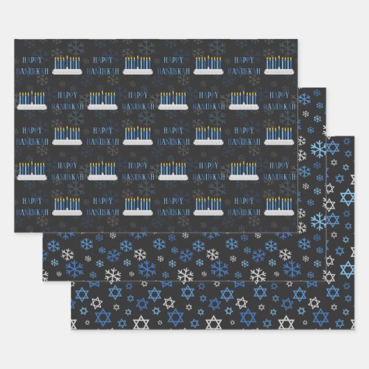 Chalkboard Hanukkah Snowflakes & Stars Geschenkpapier Set (Set)