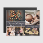 Chalkboard Happy Holidays Family Foto Collage Magnetkarte (Vorne/Hinten)