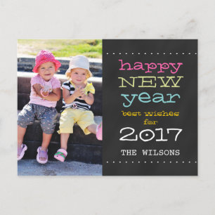 Chalkboard Happy New Year Holiday Foto Postcard Feiertagspostkarte